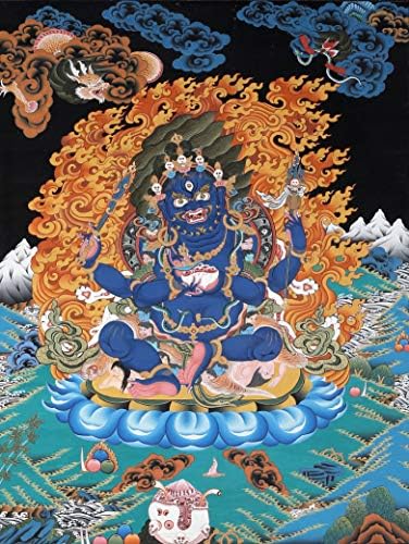 Тибетски будистки Четырехрукий (Чатур-бхуджа) Махакала (mGon po phyag bzhi pa) - Тибетски Танка Пейнти