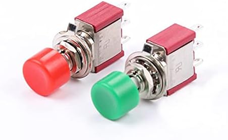 DJDLFA 5 бр. променлив ток 2A/250 В 5A/120 В 3-Пинов SPDT Незабавен Бутон превключвател 1 NO 1 NC (Цвят: червен)