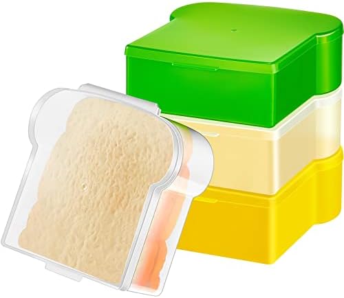 6 Броя Кутия за сандвичи във формата на филийки по 20 грама,5,3 х 5.5 х 2 инча, Пластмасови Контейнери за Сандвичи,
