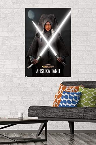 Международен постер на Star wars: Мандалорец сезон 2 -Асока С Световыми мечове на стената, 22,375 x 34, premium