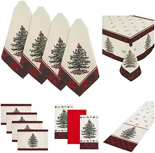 Спално бельо Avanti - Комплект от колекцията на Коледно Spode, Коледа Интериор за трапезария и кухня (Червен