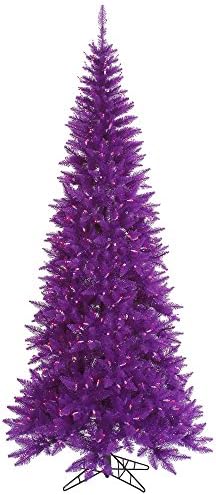 Изкуствена Коледна Елха Vickerman 6.5' Purple Fir Тънък, Лилаво Лампи с нажежаема Жичка с подсветка от твърди