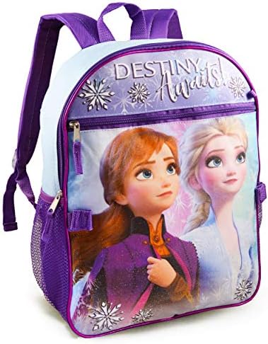 Комплект Disney Frozen Backpack и обяд-бокс за момичета ~ Луксозен 16-инчов раница Frozen 2 с Изолирани пакет