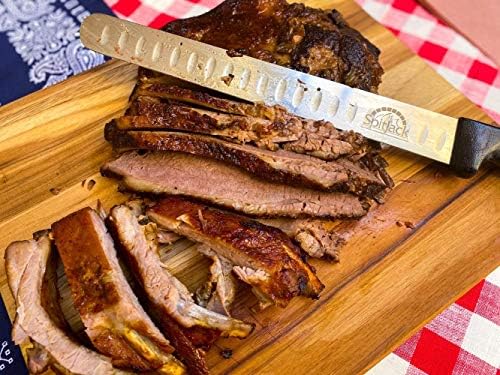 Нож за пушен бекон SpitJack BBQ за Рязане на месо - SS, Грантоновый край, острие 11 см
