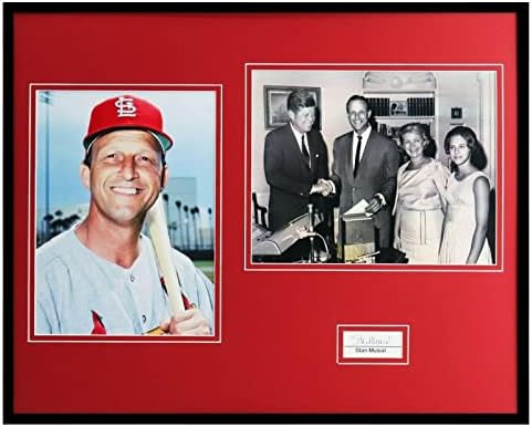 Phototypesetting 16x20 с автограф на Стан Музиала в рамката на PSA/DNA Кардиналите w/ JFK - Снимки на MLB с