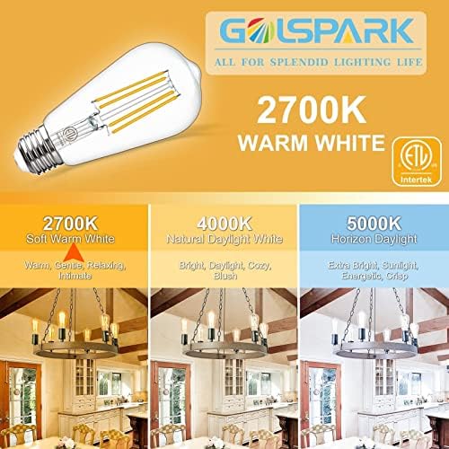 Led лампи GOLSPARK Edison Винтажного 2700K Топло Бял цвят и 4000 K Естествена Дневна светлина
