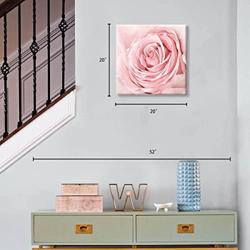 Розово Декор за Баня - Розовата Роза отблизо Платно Стенно Изкуство Руж Розово Декор Естетически Светло Розово