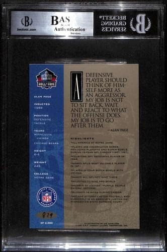 79 Алън Пейдж - 1998 Ron Mix HOF Платина Футболни картички Autos (Звезда), Футболни топки БГД с автограф
