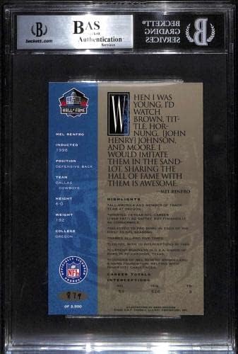 84 Мел Ренфро - 1998 Ron Mix HOF Платина Футболни картички Autos (Звезда), Футболни топки БГД с автограф