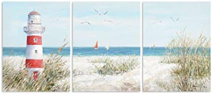 Фар Платно на Стенно Изкуство, 3, Панел Крайбрежната Стена Lighthouse Изкуството на Океана Стенно Изкуство Чайка