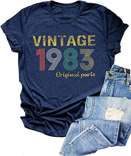 Реколта Тениска 1983 Години за Жените, Риза за 40-ти Рожден Ден, Идея за Женски Подарък, Ризи за Парти по случай