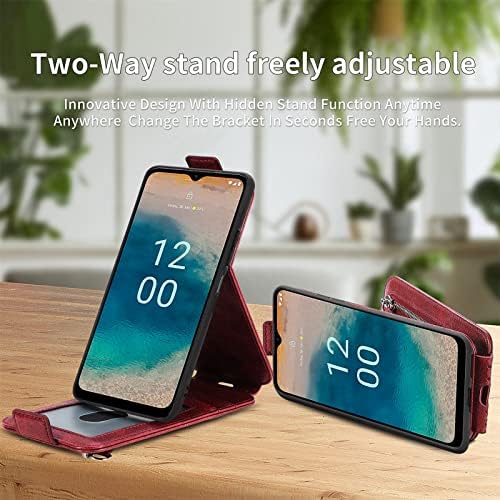 Защитен флип калъф за мобилен телефон, съвместим с калъф-портфейл Nokia G22, Кожен калъф Премиум-клас С Вградени