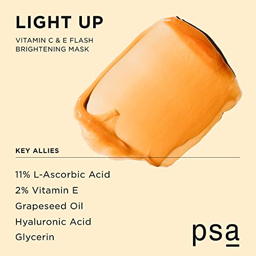 Целенасочени грижи за кожата от Allies PSA LIGHT UP Vitamin C & E Flash Brightening Mask: Усиливающая блясъка