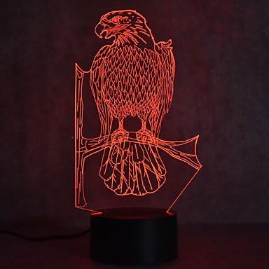3D Бухал Орел лека нощ Тенис на Оптична Илюзия Лампи За Мотоциклети 7 Цвята Промяна на Светлината Led Настолна