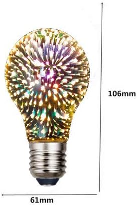 Bulbright 6 Бр., Реколта led крушка на Едисон, A19 3 W, Лампа с нажежаема жичка за Фойерверки, 3D Цветна лампа,