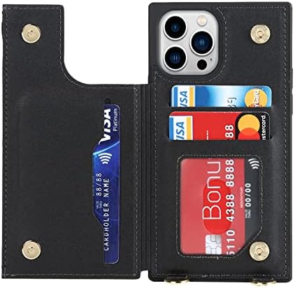 Чанта-портфейл Jaorty по рамото за iPhone 14 Pro Max с отделение за карти памет, Калъф-книжка с магнитна закопчалка-фолио