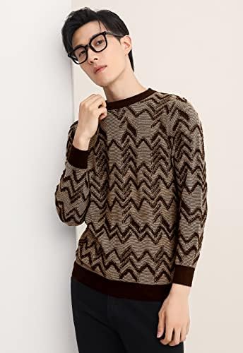 Мъжки пуловер ZHILI в Ретро стил от Аргайла, Свободен Пуловер с кръгло деколте и Дълъг ръкав