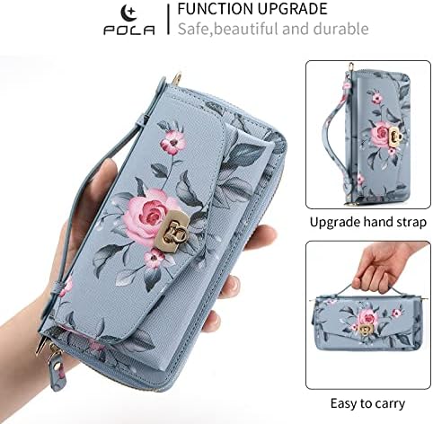 Многофункционална чанта-портфейл nincyee за Samsung Galaxy Note20 Ултра, Голям Капацитет, с Цветя Модел, Кожена