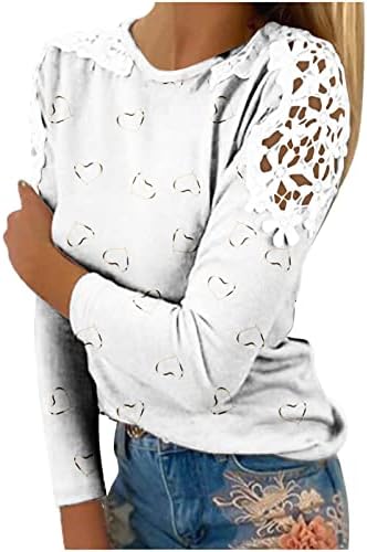 Дамски Блузи, начинът, по който Ежедневни Лейси Тениска С Открити Рамене, Дълъг Ръкав И кръгло деколте, Риза