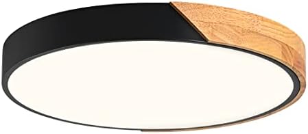 Vikaey Модерен led Тавана лампа, с регулируема яркост, Тавана лампа в минималистичен стил, с дървена стена,