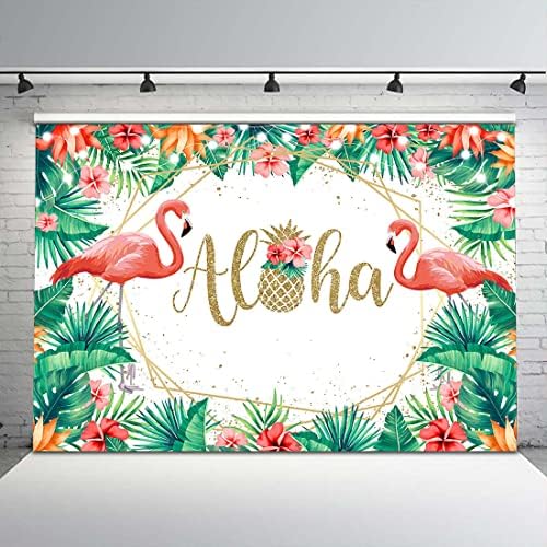Авезано Алоха Фон за парти Тропически Хавайски Фон с Фламинго Luau на Baby Shower Банер за празника на Рождението
