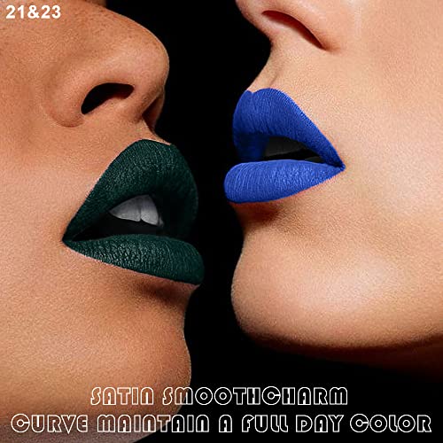 Набор от Течна Матово червило и молив за устни и 2 Цвята, Синьо-зелен Нюанс за устни, 24-Часова Водоустойчив