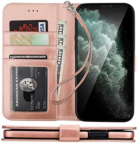 Чанта-портфейл Bocasal iPhone 11 Pro Max с Държач за карти, Поставка от Изкуствена Кожа, устойчив на удари Защитен