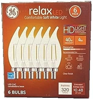 Работа на смени крушка GE Relax LED с удобна мека бяла светлина мощност 40 W (опаковка от 6 броя)