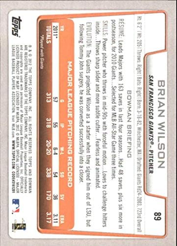 2012 Бейзболна картичка Bowman Gold #89 Brian Wilson Джайънтс MLB NM-MT