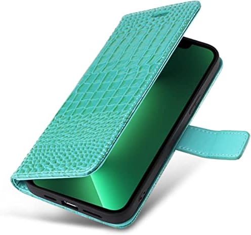 Чанта-портфейл KKFAUS за iPhone 13/13 Pro/13 Pro Max, Магнитен флип калъф от крокодилска кожа с джоб за карти