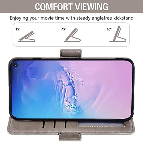 Asuwish е Съвместим с Samsung Galaxy S10 Чанта-портфейл и Защитно фолио за екран от закалено Стъкло, Държач