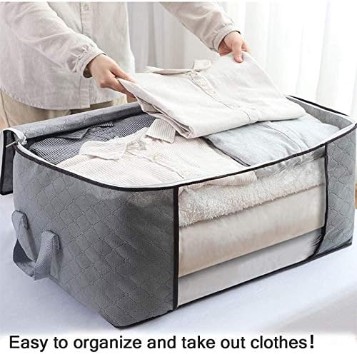 Чанта за съхранение на дрехи Vieshful, Органайзер за съхранение на Дрехи от Плътна тъкан, за Одеяла, Постелки, Дрехи, 5 Опаковки, Сиво Съхранение Под леглото