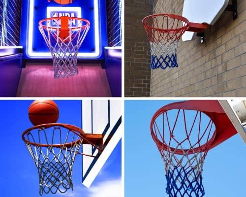 Баскетболна мрежа SperoPro - професионална баскетболна мрежа за подмяна на открито тегло 7,04 унция с трайни 12 панти с дължина 21 инча - Окото на баскетболни пръстени за те