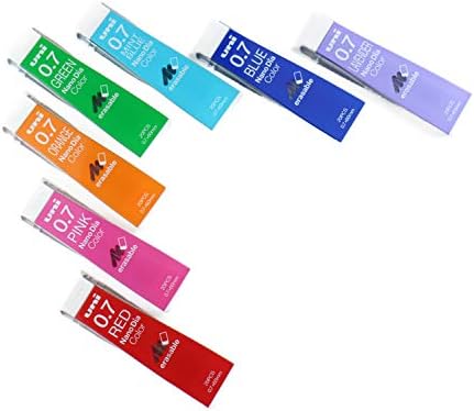 Механични карандашные грифели Uni диаметър 0,7 мм, 7 цвята, 20 грифелей, 7 опаковки (общо 140 грифелей), набор