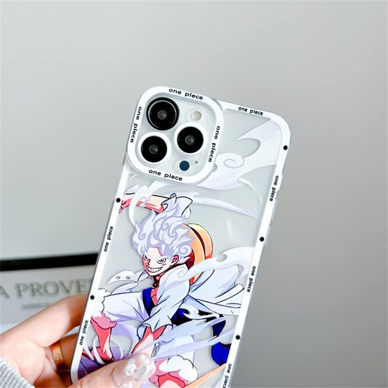 ANYRIX Стръмен Прозрачен Калъф от японски Аниме за iPhone, Прозрачен калъф с Забавен модел аниме Luffy Gear 5 Епизод Luffy, Тънък Мек Силиконов Защитен калъф за вашия телефон (XR)