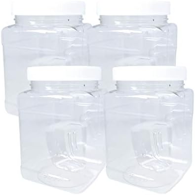 Kelkaa 32 грама, Квадратни кутии от Прозрачен PET пластмаса с широко гърло, с дръжка и капак с бяла Оребрена