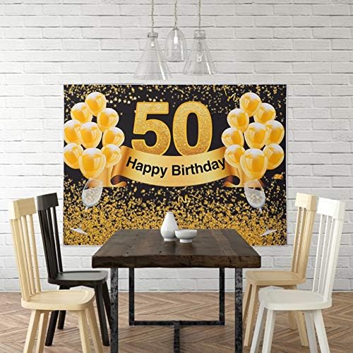 KESYOO Златен Декор на Фона на рождения Ден на 50-ия Рожден Ден Блестящ Балон Фон За Снимки Стенни Снимка Регистрирай