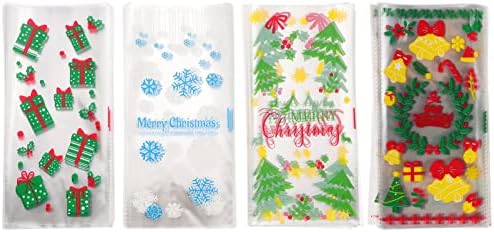 Hemoton 200 бр. Коледни Найлонови Опаковки, Прозрачни Пластмасови Опаковки За шоколадови Бонбони, Празнични
